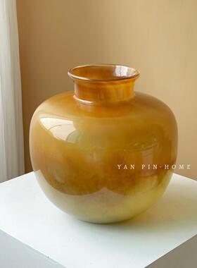 中古手琉花瓶复古插花摆件新中璃感式美学高级家居工落AIN地玻璃