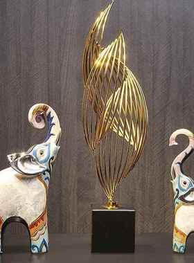 创意轻奢树脂大象工艺室摆件书房办公书柜个性复古软电视柜装饰品