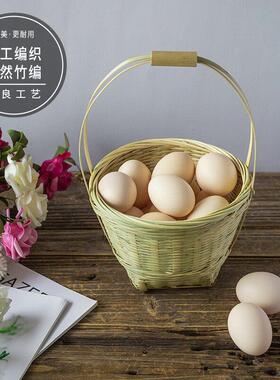 鸡蛋提篮竹编小果出篮制ZL191120竹品儿童提篮外拍手摄道具竹提篮