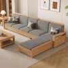 Nordic ash solid wood sofa combination fabric sofa modern simple size living room solid wood furniture