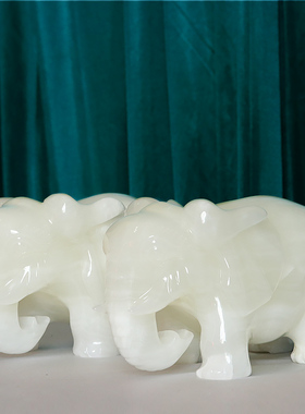 玉石玉阿富汗白玉吸水如意吸水大象摆件 精雕玉象批发