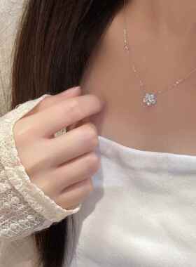 MiManchi小花项链银女纯银轻奢小众女款2024新款配饰闺蜜生日礼物