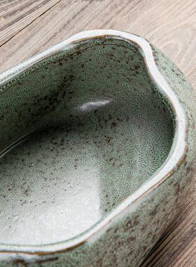 天然鹅卵石花盆水培鱼缸造景宠物食盆多肉花瓶原生态溪流石头水盆