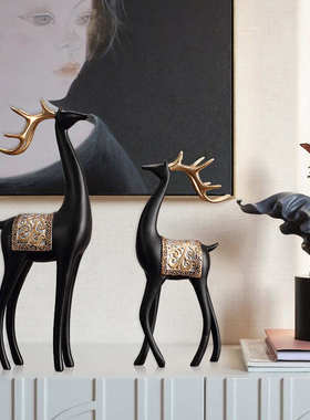 高端北欧风格麋鹿客厅玄关电视柜酒柜摆件树脂m手工艺品家居装饰