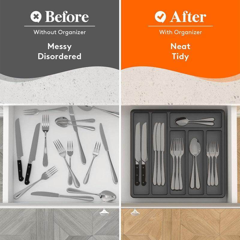 厨房筷子刀叉抽屉收纳盒带盖防尘家用多功能银器餐具工具整理托盘,淘宝优惠券,粉丝福利购,淘宝优惠卷