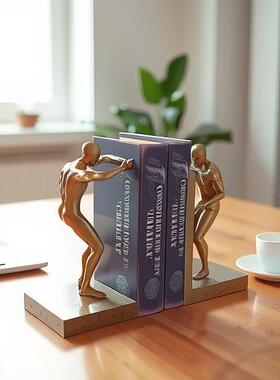 北欧简约书房创意装饰品摆件运动人书挡书靠书立办公室欧式工艺品