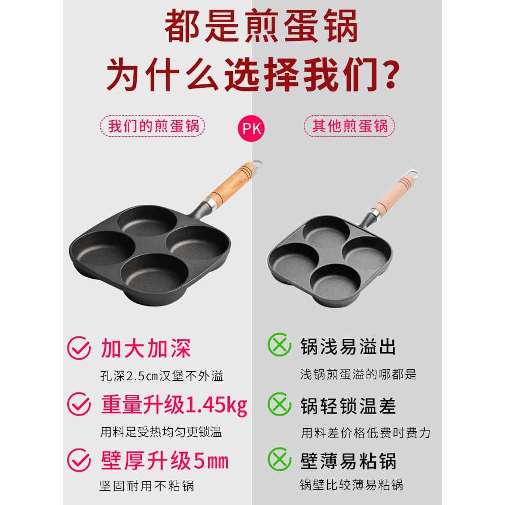 家用蛋堡模具小煎饼平底不粘锅四孔煎蛋神器做蛋饺专用鸡蛋汉堡机