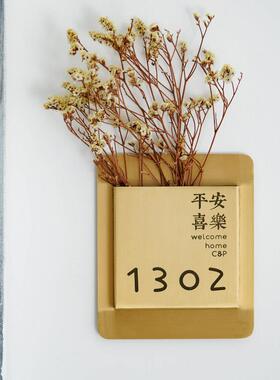 门牌号家庭无障碍豪华黄铜定制创意家居住宅号牌数字装饰私人房间