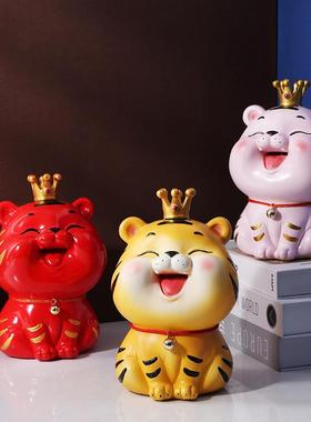 树脂生肖老虎新年摆件可爱存钱罐新年招财吉祥物家居摆件创意装饰