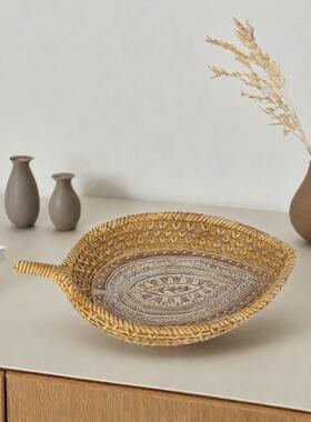 简约风仿亚麻草木装制篮子桌面品小摆件1_21收纳家编居物餐桌电视