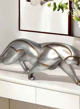 餐边柜装饰品摆件新款北欧豹子工艺品摆件几何折纸动物家居客厅办