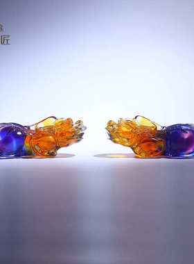 琉璃工艺品可爱貔貅招财摆件一对办公室朋友店铺开业贺礼实用高档