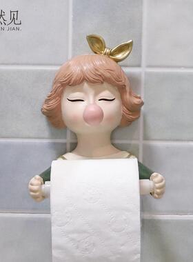 TD61现代简约置物架卫生间花样少女卷纸筒洗脸巾架子厕纸置物架收