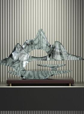 高级感假山摆件轻奢客厅酒柜茶室博古架软装工艺礼品摆饰办公室开