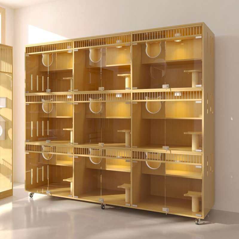 定制宠物笼子猫狗小宠动物寄养展示柜子实木猫柜子玻璃全景猫屋笼,淘宝优惠券,粉丝福利购,淘宝优惠卷