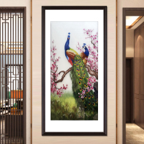 Embroidery pure handmade Su embroidered living room decoration hanging painting Peacock Su embroidery genuine silk handicraft delivery