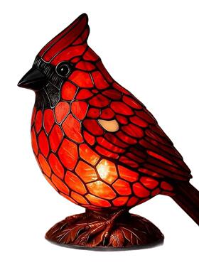 跨境摆件Cardinal Lamp装饰红鸟动物台灯树脂装饰摆件