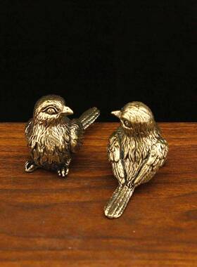 黄铜创意个性小麻雀比翼鸟摆件铜工艺品国潮复古喜鹊铜摆件