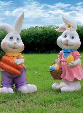仿真动物雕塑幼儿园卡通兔子摆件农家乐农场院子别墅花园庭院装饰