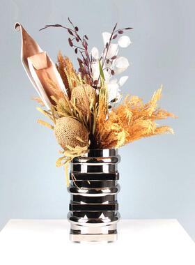 现代创意家居样板间花瓶花器摆件样板房客厅琉璃仿真花艺套装轻奢