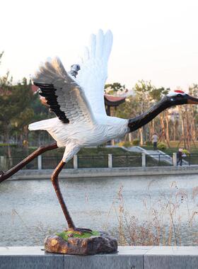 仿真仙鹤户外玻璃钢雕塑大型摆件别墅花园假山水池庭院景观装饰品