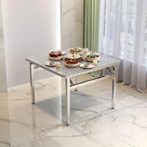 不餐锈钢折家叠小方桌方IZA桌子桌用户外摆摊便携吃饭桌现出代租 - 图2