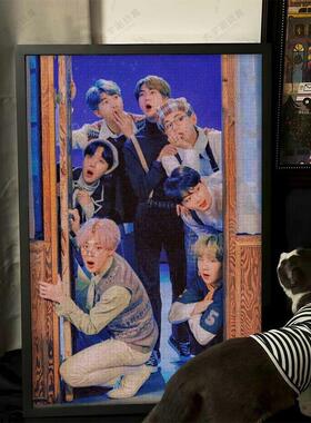防弹少年团bts周边木质拼图1000片高颜值男团挂墙画粉丝应援定制