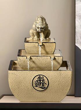 新中式招财貔貅流水摆件日进斗金开业礼物高档茶室办公桌前台装饰