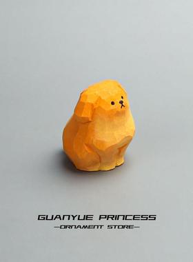 手工木雕小狗摆件可爱金毛治愈办公室书桌桌面中控台装饰圣诞礼物