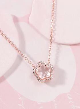 水晶樱花项链百搭小众设计项链