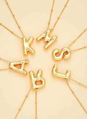 26 English letter necklace欧美26英文字母气球光面胖乎乎项炼女