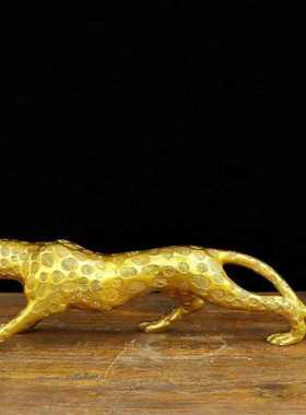 纯铜金钱豹摆件 大小号车载豹子一路爆发客厅开业桌面工艺礼品