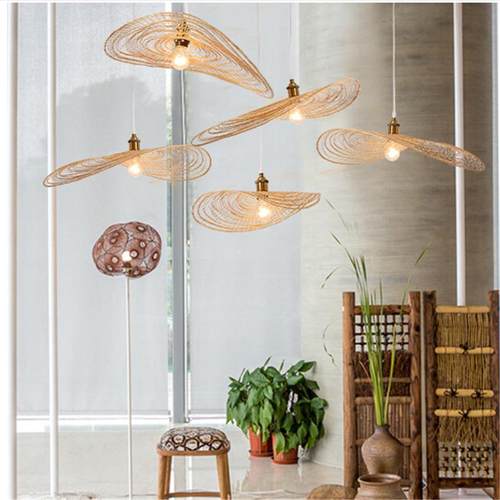 中艺式竹编吊灯茶室楼梯YE471间墅别楼梯组合长吊灯竹灯具竹编工 - 图1