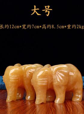 正品祺正天然米黄玉大象摆奉件曼唯品宝象手雕财象装饰工艺一品对