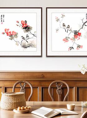 国画手绘真迹斗方花鸟画饭厅画客厅卧室中式装饰画沙发背景墙挂画