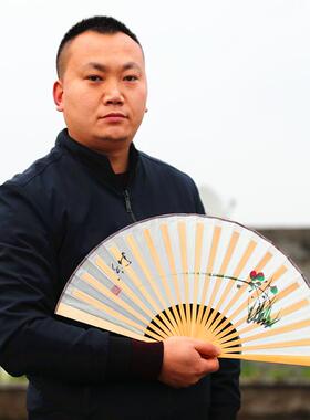 扇子古风竹扇男女书生开州临江绢扇折扇中国风男女舞