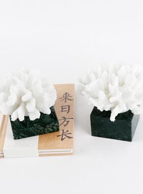 现代新中式创意仿真珊瑚石摆件售楼处博古架书房酒柜茶几软装饰品