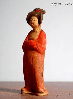 仿古彩绘陶俑仕女俑胖妞古玩收藏中式桌面客厅博古架摆件商务礼品
