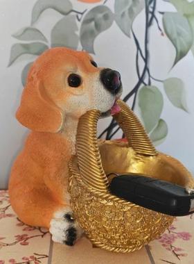 创意家居客厅鞋柜进门可爱小狗钥匙收纳盒餐桌玄关电视柜装饰摆件