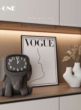 匠十三  现代简约入户玄关时钟装饰摆件客厅桌面电视柜钟表装饰品