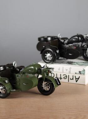 复古长江70挎斗偏型三5轮摩托关车模摆件客厅玄摆设怀966旧橱窗装