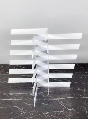 简约现代白色金属立体交错屏风摆件 玄关电视柜桌面装饰品
