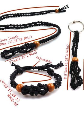 2026跨境复古编织天然石吊坠项链绳网兜项链手工饰品宝石吊坠项链