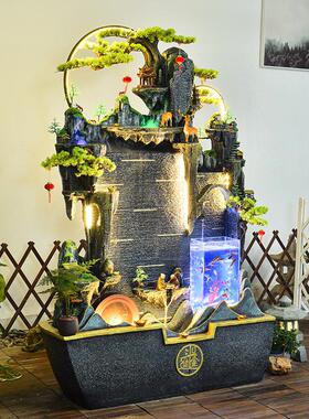 公室室内落地流水摆件鱼缸循环水水幕墙生财景观客厅装饰加湿器