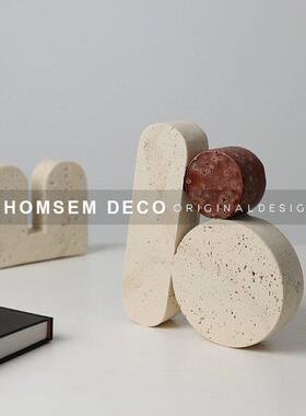 覆古小生境彷石灰华几何艺术饰品模型房客厅书房展示柜书柜软家具