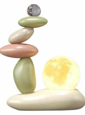 时来运转石头摆件磁力沙漏客厅酒柜玄关装饰品办公室工位家居好物