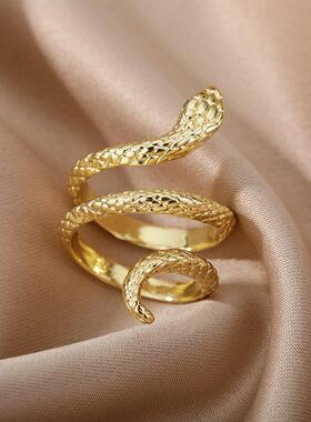 蛇戒指的妇女，男子朋克嘻哈开放可调的黄金
