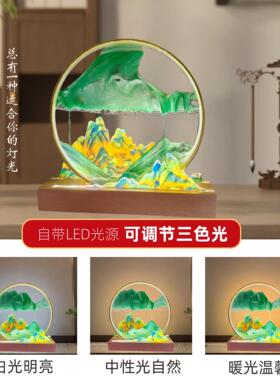 千里江山流沙灯沙漏摆件客厅创意办公室桌面装饰品七夕教师节礼物