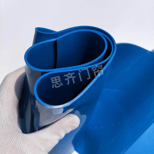 蓝色不透明固定款门帘pvc透明塑料挡风防尘隔断超市商用隔热门帘 - 图2