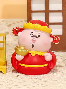 新款福气小神仙招财摆件佛系办公室卡通小财神摆件桌面治愈礼物